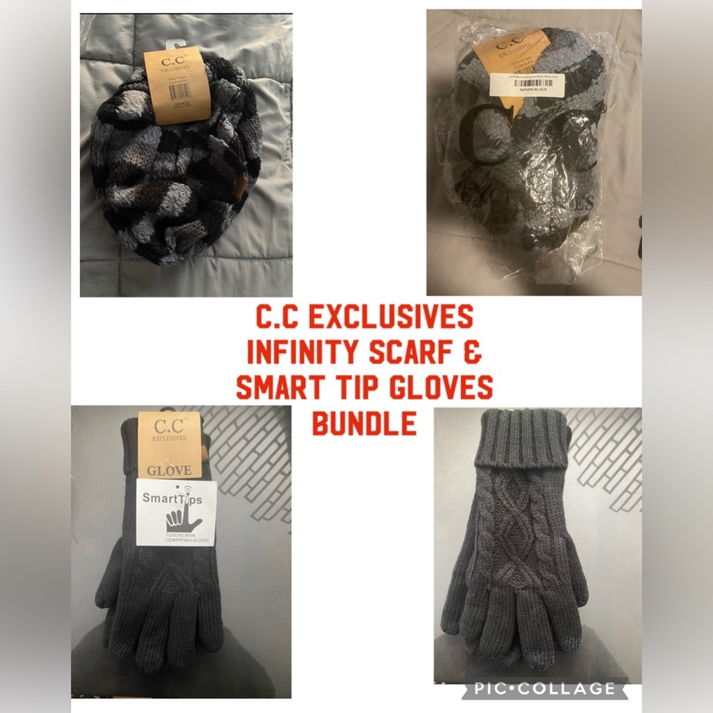 C.C Exclusives infinity scarf, and smart tip gloves set